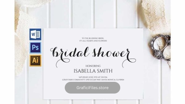 دانلود فایل لایه باز کارت دعوت عروسی Bridal Shower Invitation