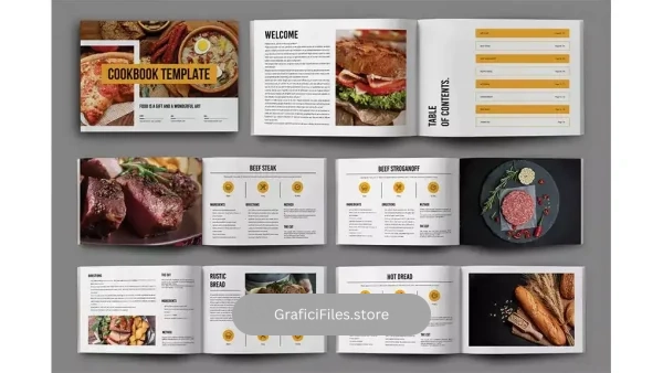 دانلود قالب ایندیزاین کتاب آشپزی Cook Book Magazine Design