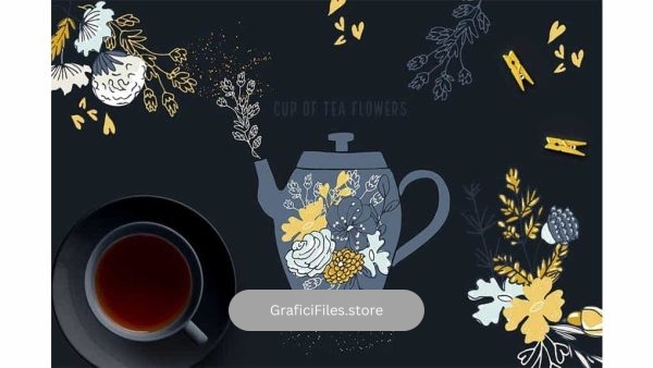 دانلود کلیپ آرت گل Cup of Tea Flowers