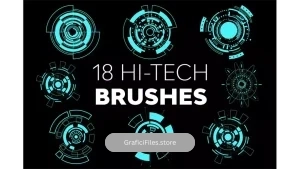 دانلود 18 براش فتوشاپ فناوری پیشرفته Hi-Tech Brushes