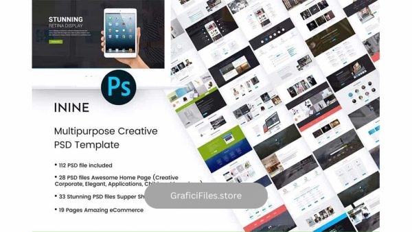 دانلود قالب لایه باز چند منظوره خلاقانه iNine – Creative MultiPurpose PSD Template