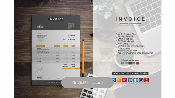 دانلود فایل لایه باز فاکتور Invoice