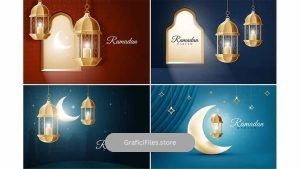 دانلود وکتور پس زمینه رمضان Islamic Ramadan Backgrounds