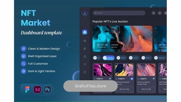 دانلود رابط کاربری داشبورد فروشگاه NFT و محصولات دیجیتال Jangkar – NFT Market Dashboard