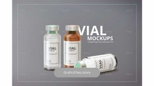 دانلود موکاپ شیشه آمپول Medicine Vial Mockup