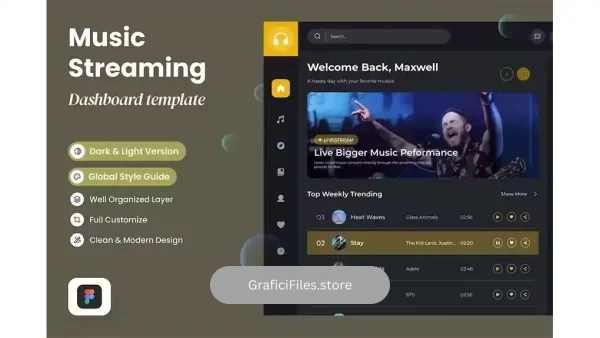 دانلود داشبورد پخش موزیک Moosix – Music Streaming Dashboard