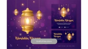 دانلود وکتور نور ماه رمضان Ramadan Kareem Light Lanterns