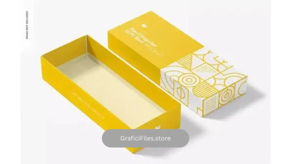 دانلود موکاپ جعبه هدیه مستطیلی Rectangular gift box mockup, open