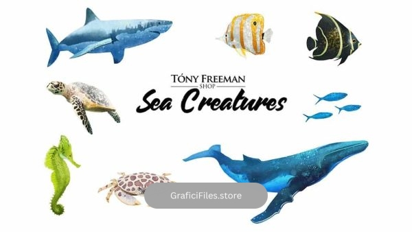دانلود کلیپ آرت آبزیان Set of Sea Creatures