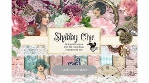 دانلود کلیپ آرت Shabby Chic Digital Scrapbooking Kit