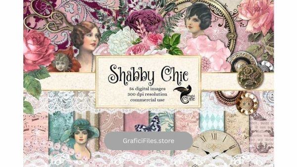 دانلود کلیپ آرت Shabby Chic Digital Scrapbooking Kit