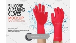 دانلود موکاپ دستکش سیلیکونی SILICONE CLEANING GLOVES MOCK-UP