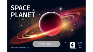 دانلود وکتور بک گراند سیارات فضایی Space Planets | Vector Set