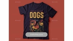 دانلود وکتور تیشرت Three Astro Dogs T-Shirt Design