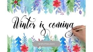 دانلود کیت عناصر طراحی آبرنگی زمستانی Winter Watercolor Design Kit