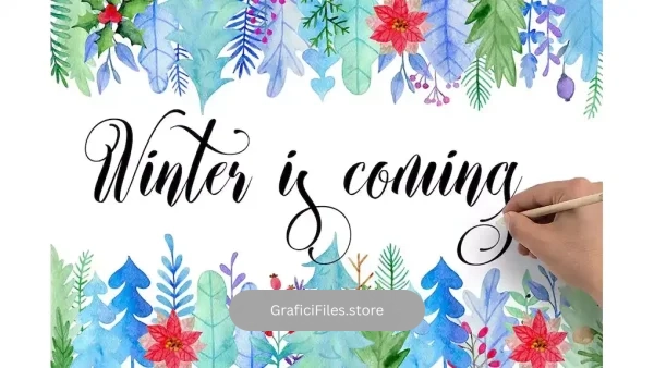 دانلود کیت عناصر طراحی آبرنگی زمستانی Winter Watercolor Design Kit