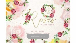 دانلود کلیپ آرت گل رز قرمز Wonderful Watercolor Red Roses PNG