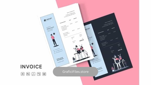 دانلود قالب آماده ورد صورتحساب مینیمال Word Invoice