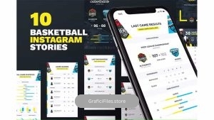 دانلود طرح لایه باز استوری اینستاگرام بسکتبال Basketball Instagram Stories