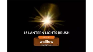 دانلود 15 براش نور فانوس فتوشاپ Lantern light photoshop digital brushes