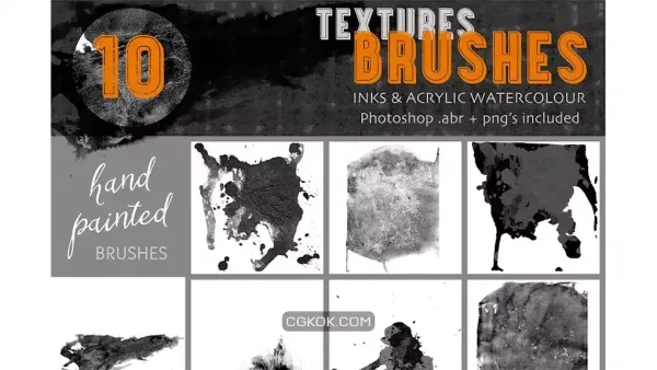 دانلود براش جوهر فتوشاپ Textures Brushes- Inks & Acrylics