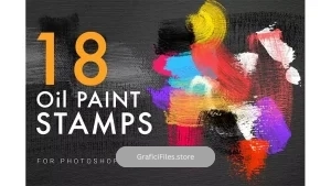 دانلود 18 براش نقاشی رنگ روغن فتوشاپ Oil Paint Stamps