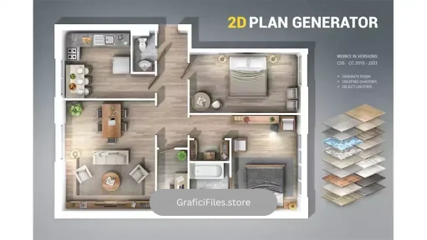 دانلود اکشن فتوشاپ ساخت پلان دو بعدی 2D Plan Generator Photoshop Action