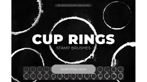 دانلود 30 براش حلقه فنجان قهوه Coffee Cup Rings Photoshop Brushes