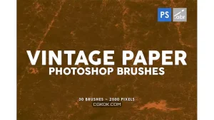 دانلود براش کاغذ کهنه فتوشاپ Vintage Paper Photoshop Stamp Brushes Vol.2