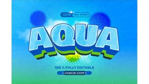 دانلود افکت متن سه بعدی آکوا 3D Blue Aqua Vector Text Effect