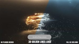 پروژه افترافکت نمایش لوگو با خطوط طلایی 3D Golden Lines Logo