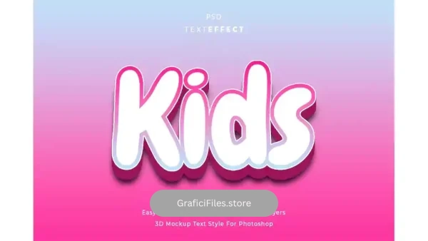 دانلود افکت متن سه بعدی کودکانه فتوشاپ 3D Kids Editable Text Effect