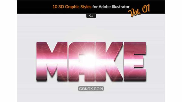 دانلود استایل آماده ایلوستریتور 3D Styles Vol. 01