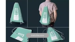 دانلود موکاپ کوله با بند کشی Drawstring Bag Mockups