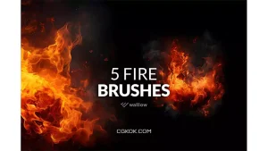 دانلود 5 براش آتش فتوشاپ Realistic fire photoshop brushes