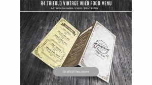 دانلود فایل لایه باز 3 لت منوی غذا A4 Trifold Wild Food Menu