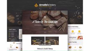 دانلود قالب لایه باز نانوایی Amalie’s Bakery – Onepage PSD Template