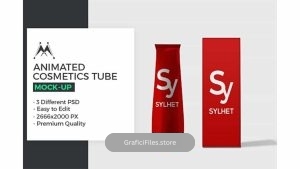 دانلود موکاپ تیوب لوازم آرایشی Animated Cosmetics Tube Mock-Up