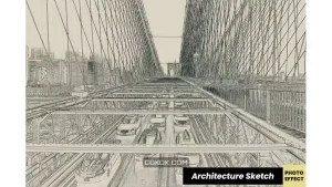 دانلود اکشن فتوشاپ تبدیل عکس به اسکیس معماری Architecture Sketch Photoshop Action