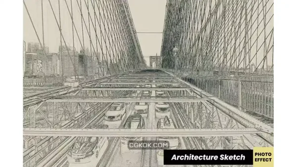 دانلود اکشن فتوشاپ تبدیل عکس به اسکیس معماری Architecture Sketch Photoshop Action