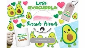 دانلود وکتور آووکادو کارتونی Avocado graphics and illustrations