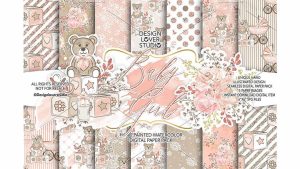 دانلود بک گراند کاغذ دیجیتالی کارتونی Baby Girl digital paper pack 2