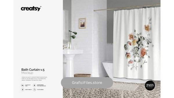 دانلود موکاپ پرده حمام Bath Curtain Mockup v.5