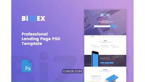دانلود طرح لایه باز لندینگ پیج اپلیکیشن حرفه ایی BiZZEX – Professional App Landing Page