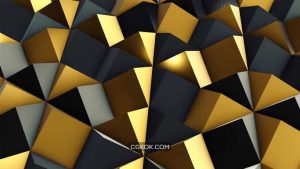 دانلود بک گراند موشن گرافیک دیوار با پترن لوزی Black and Gold Rhombic Pattern Wall 3