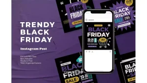 دانلود طرح لایه باز پست اینستاگرام بلک فرایدی Black Friday Instagram Feed