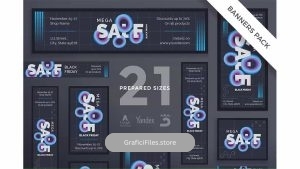 دانلود طرح لایه باز بنر حراج بلک فرایدی Black Friday Sale Banner Pack Template