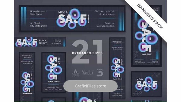 دانلود طرح لایه باز بنر حراج بلک فرایدی Black Friday Sale Banner Pack Template