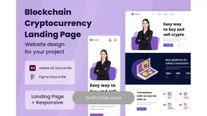 دانلود رابط کاربری وبسایت ارز دیجیتال بلاک چین Blockchain Cryptocurrency Web Design