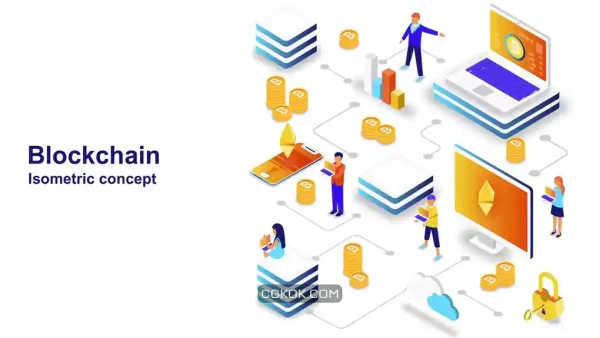 پروژه افترافکت موشن گرافیک ایزومتریک بلاکچین Blockchain – Isometric Concept